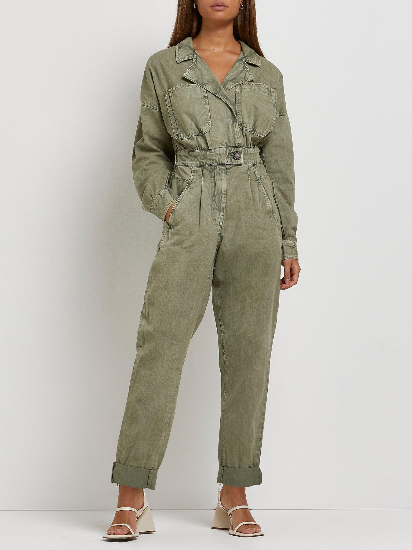 river island khaki boiler suit