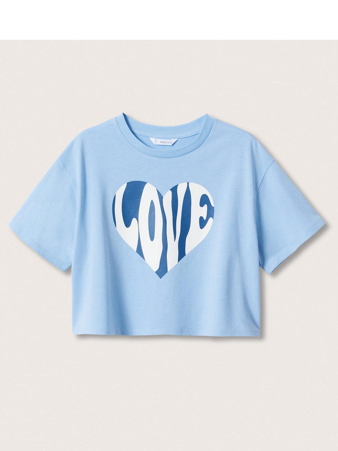 Mango Teen Girls Love Cropped T Shirt | very.co.uk