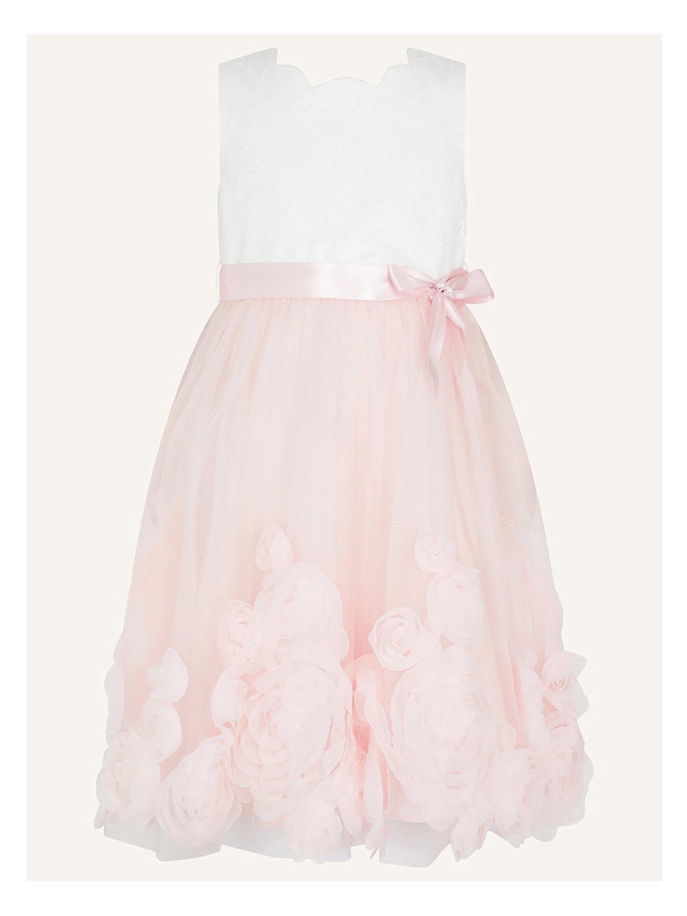  Girls Florence 3d Roses Dress - Pink