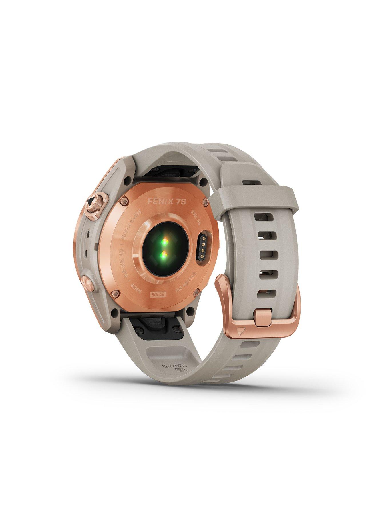 Fenix 7S Solar multisport GPS Watch Rose Gold with Light Sand Band