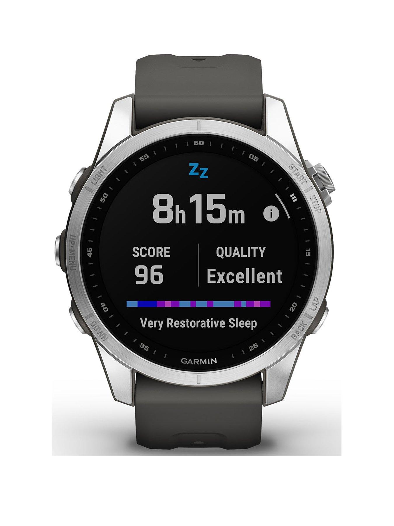 Garmin Fenix 7S Multisport GPS Watch - Silver with Graphite Band