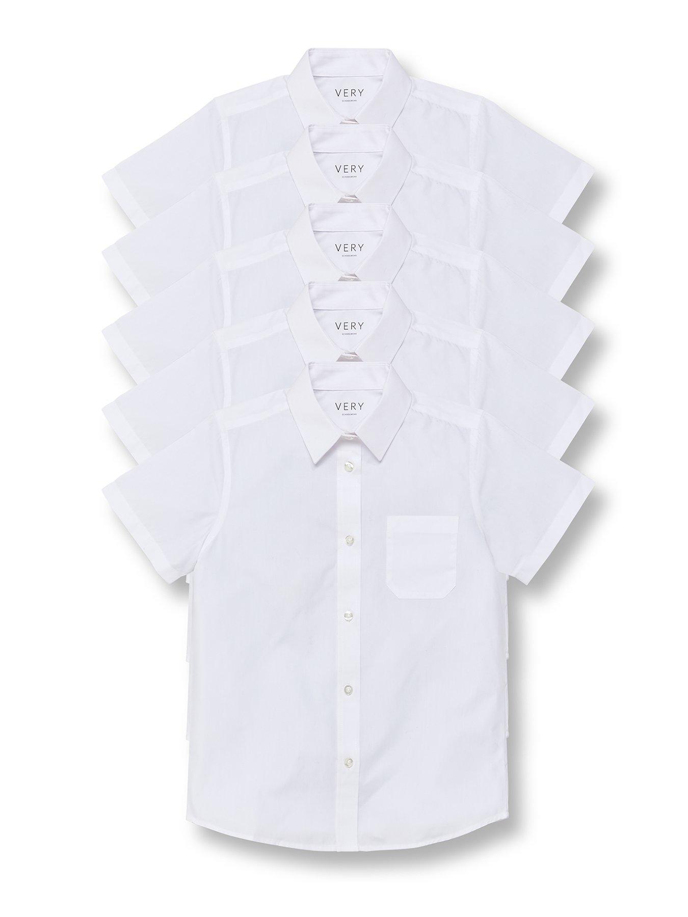 Image 2 of 7 of Everyday Boys 5 Pack Short Sleeve School Shirt - White