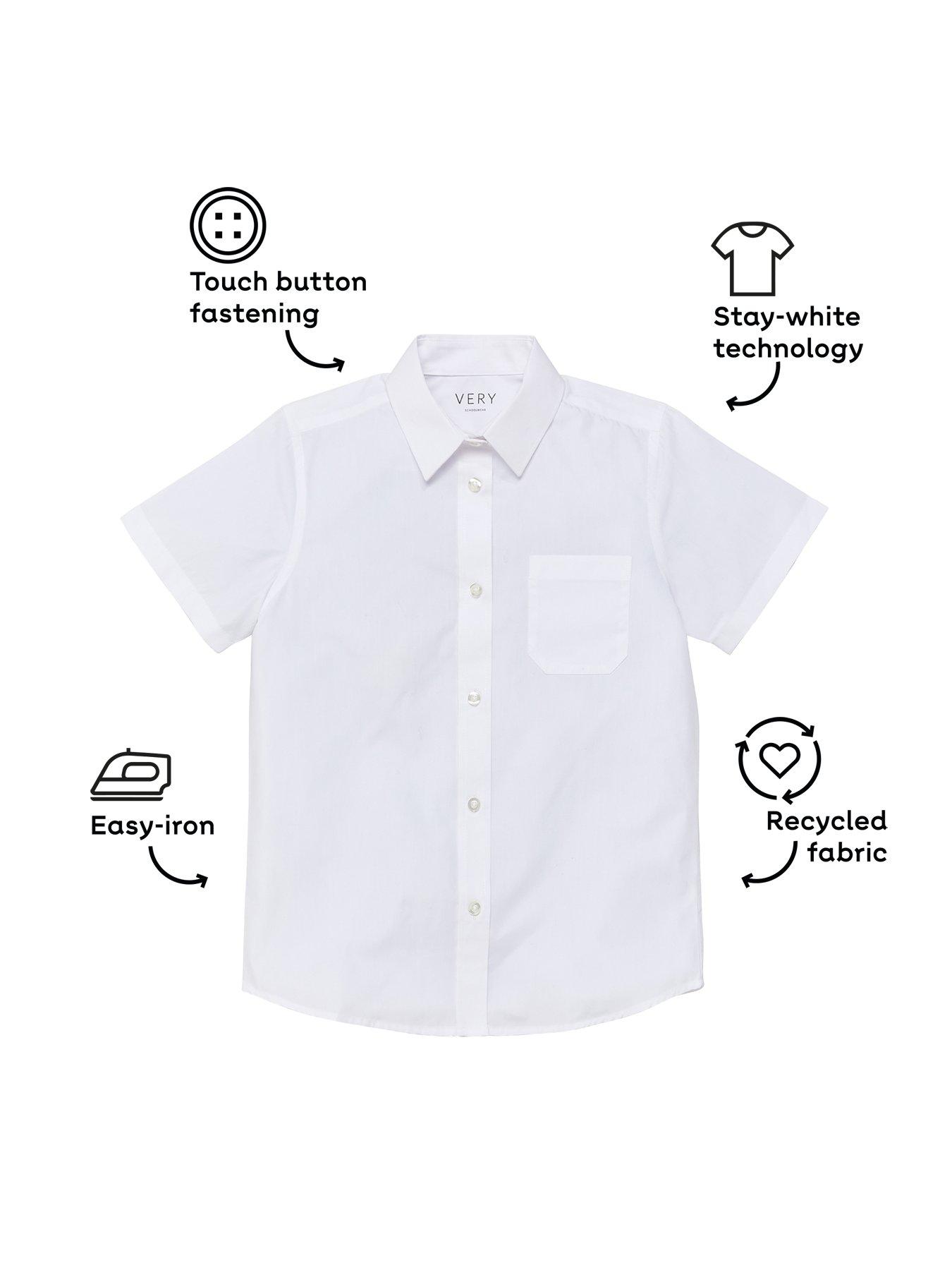 Image 4 of 7 of Everyday Boys 5 Pack Short Sleeve School Shirt - White