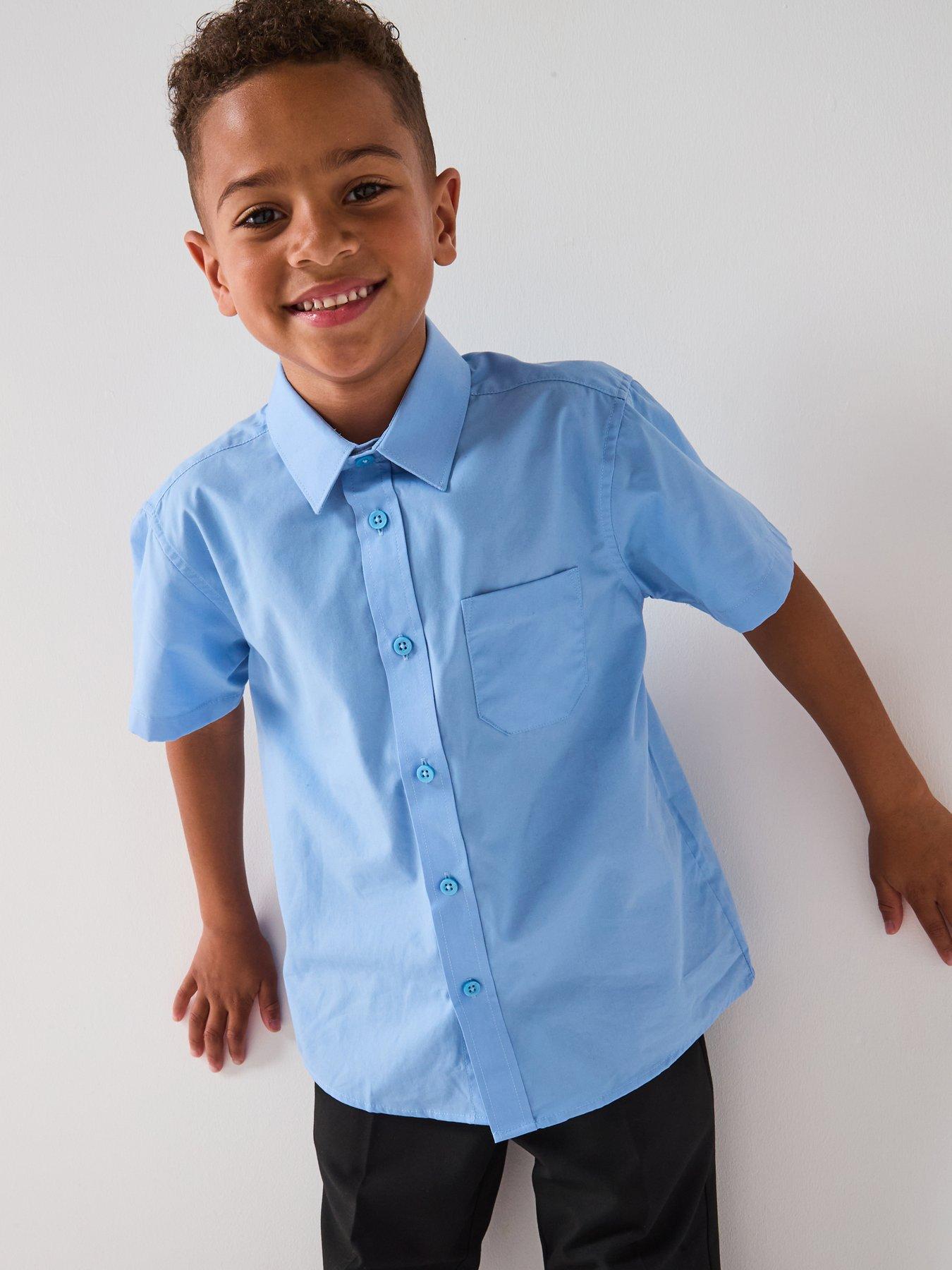 undefined Boys 3 Pack Short Sleeve School Shirts - Blue