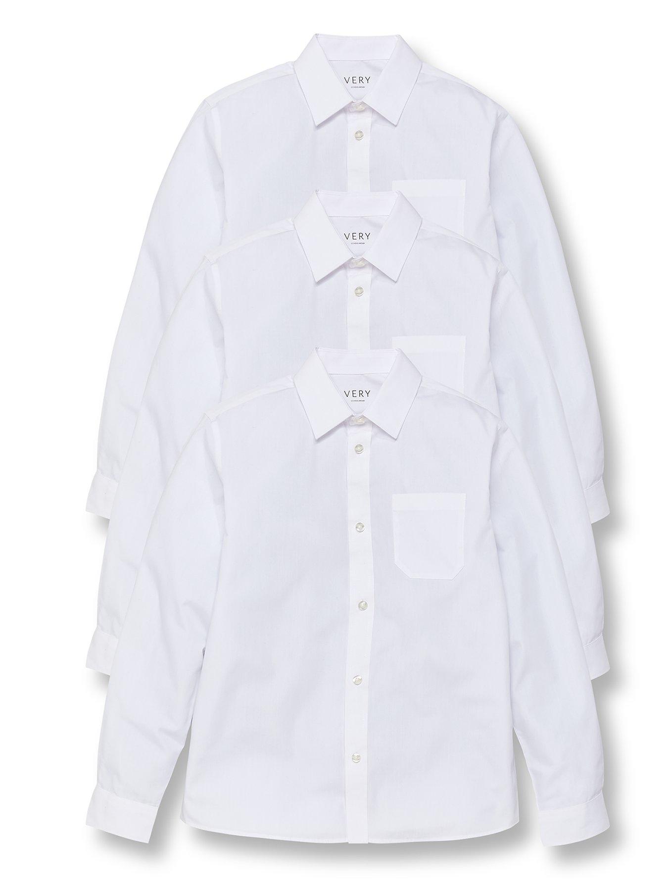 Image 2 of 6 of The Very Collection Boys 3 Pack Easy Iron Long Sleeve Shirts - White