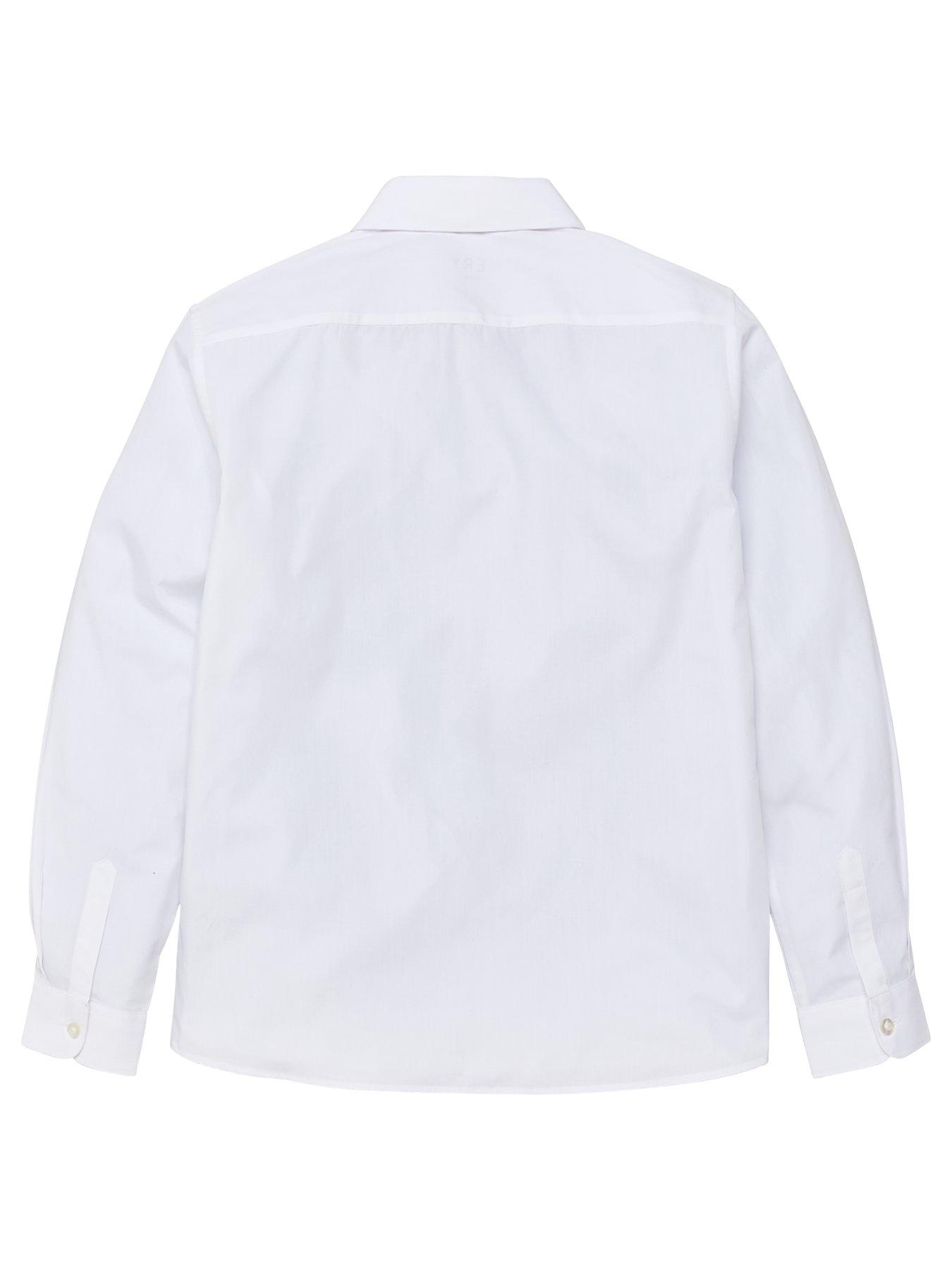 Image 3 of 6 of The Very Collection Boys 3 Pack Easy Iron Long Sleeve Shirts - White
