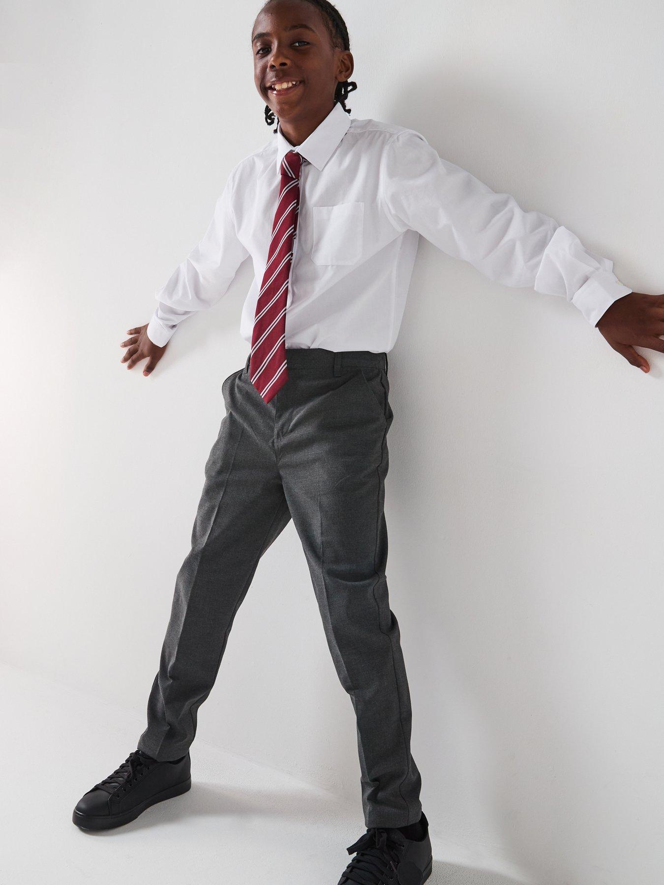 Image 6 of 6 of The Very Collection Boys 3 Pack Easy Iron Long Sleeve Shirts - White