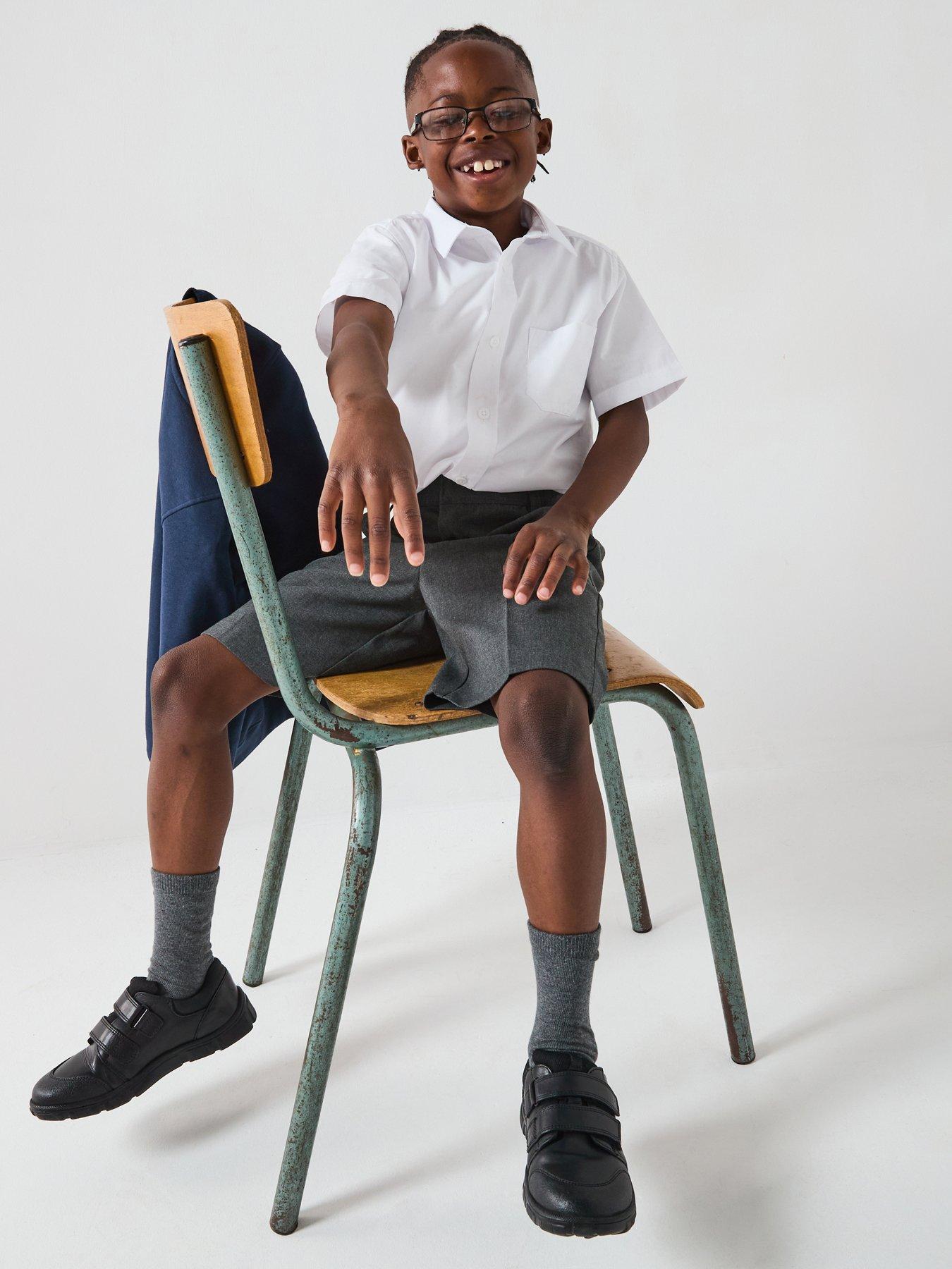 undefined Boys 3 Pack Slim Fit Short Sleeve School Shirt - White