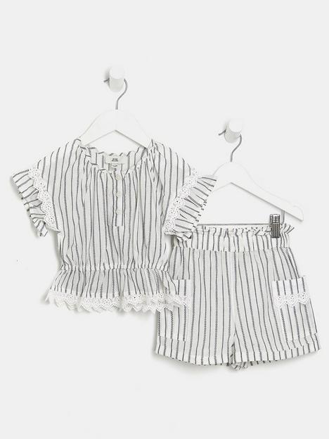 river-island-mini-mini-girls-stripe-blouse-and-short-set-white