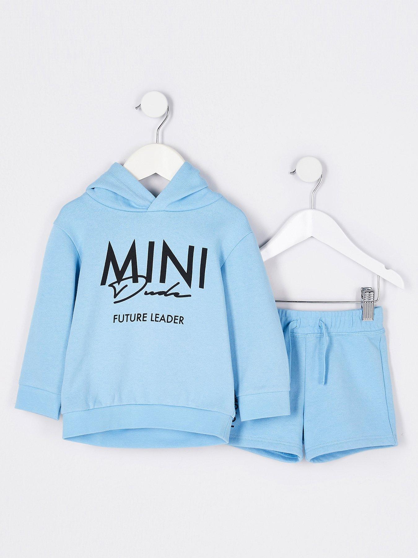 Kids Mini Boys Mini Dude Hoody and short set-Blue
