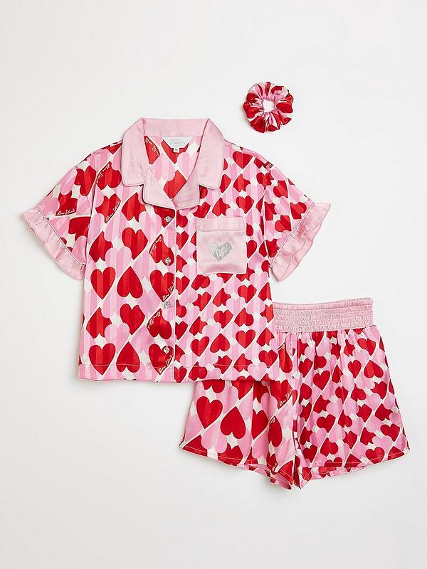 River Island Girls Clothing Loungewear Pajamas Girls Heart Satin Boutique Pyjamas 