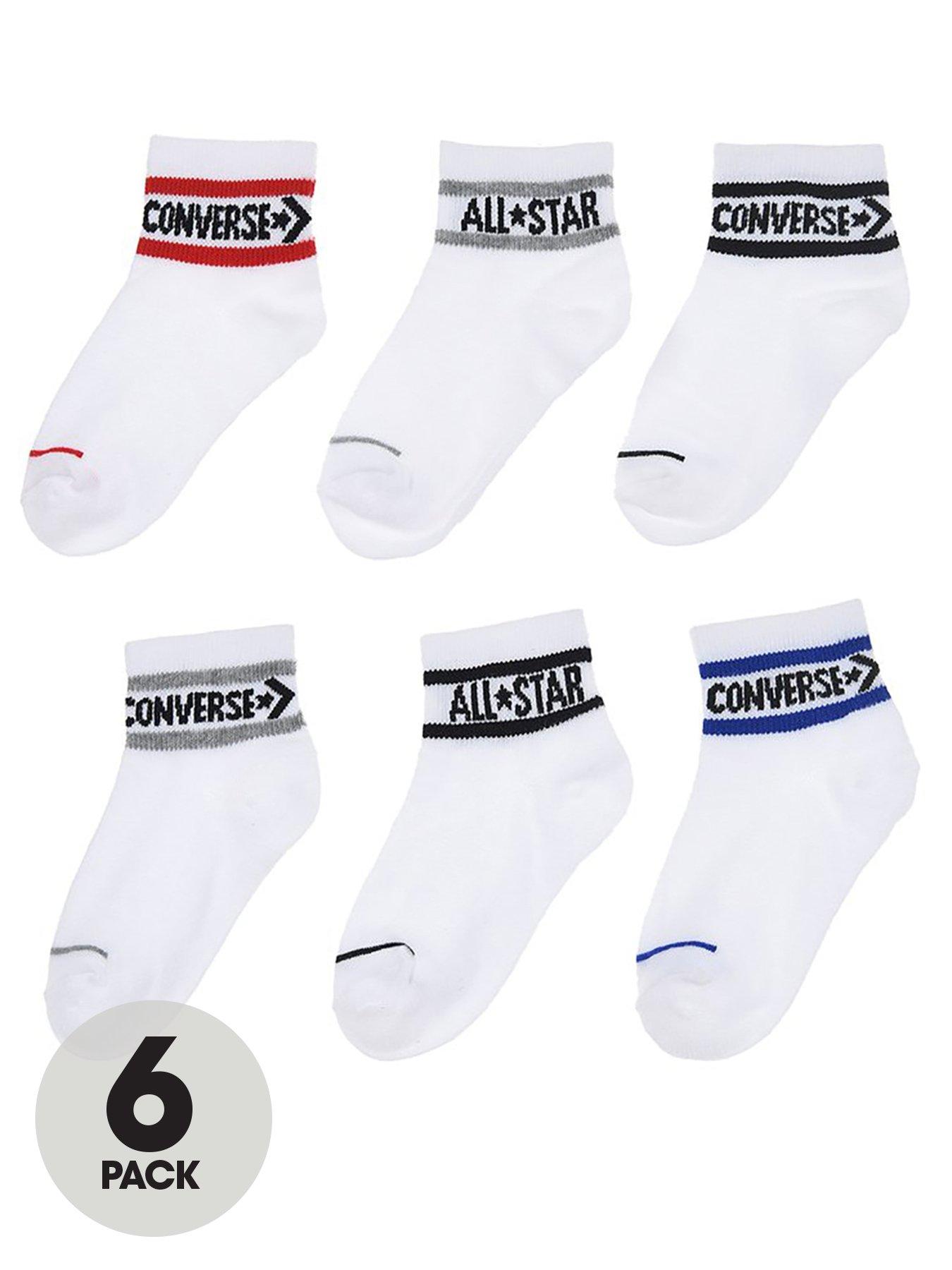 Converse: Younger Kids Wordmark Ankle 6pk Socks - White