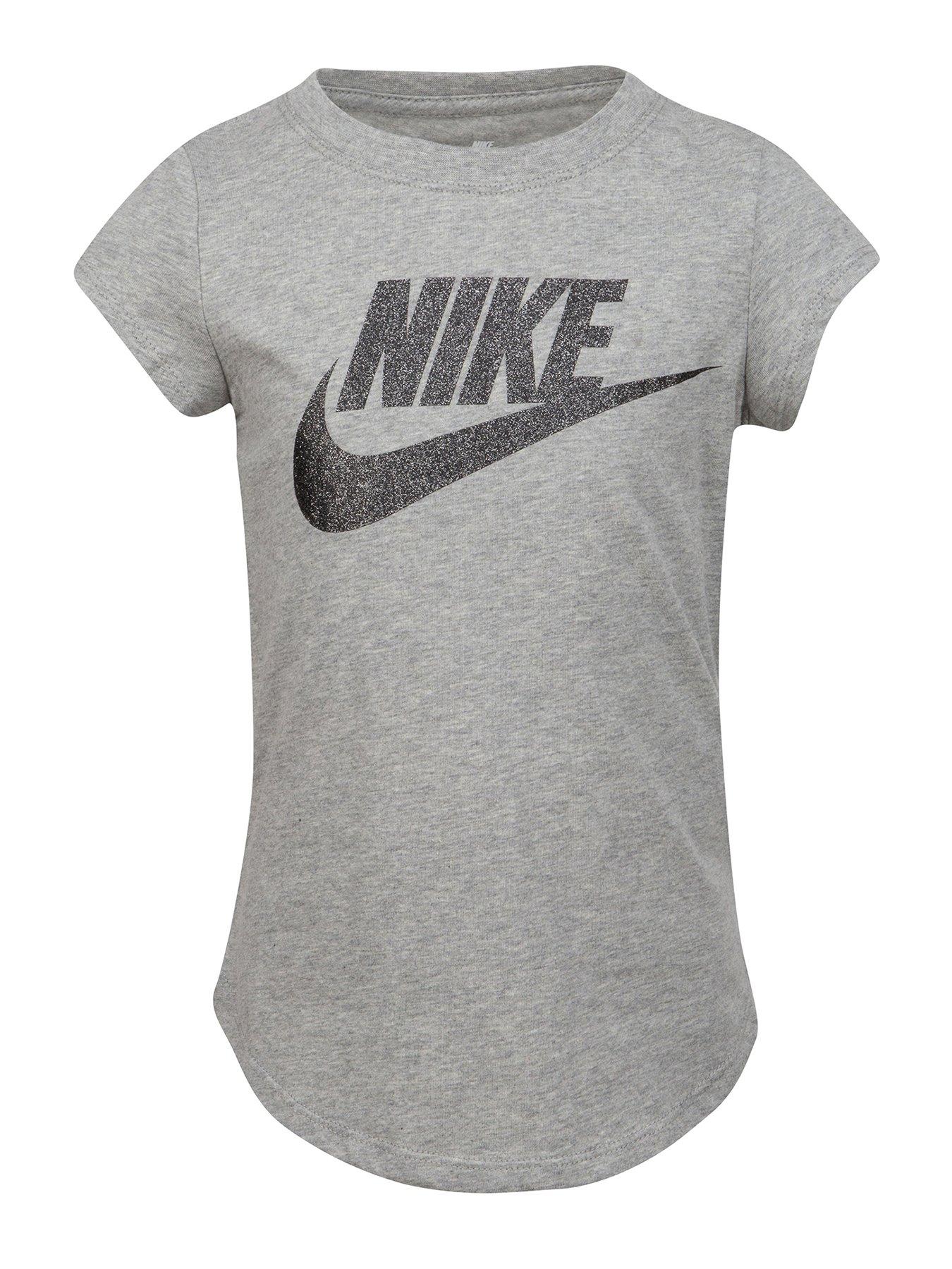Nike Younger Girls Futura Short Sleeve T-Shirt - Grey | very.co.uk