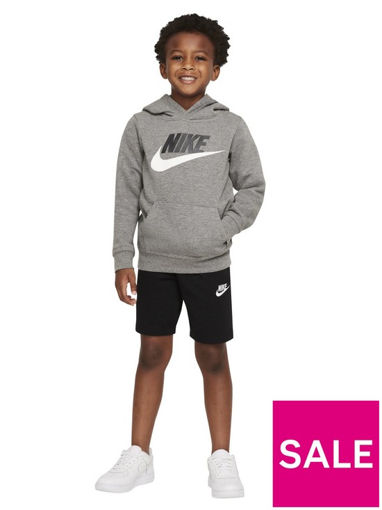 stillFront image of nike-younger-boys-club-hbr-po-hoodie-grey