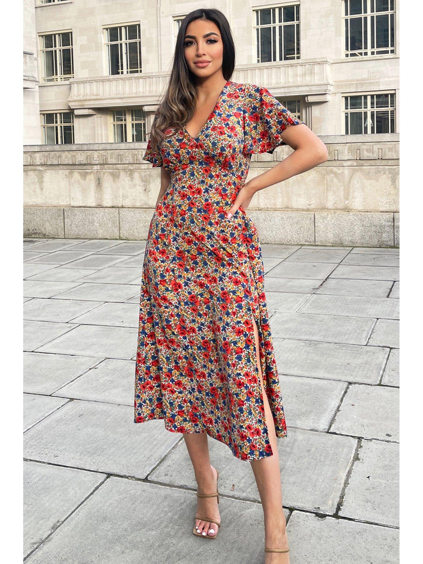 Patterned midi dresses uk sale