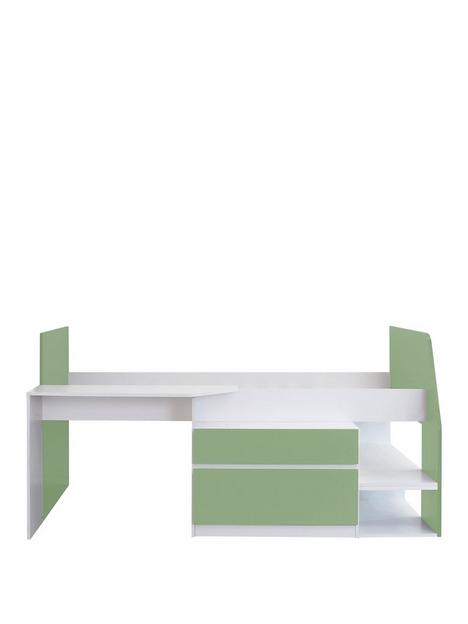 lloyd-pascal-matilda-cabin-bed-with-desk-shelves-and-drawersnbsp--green
