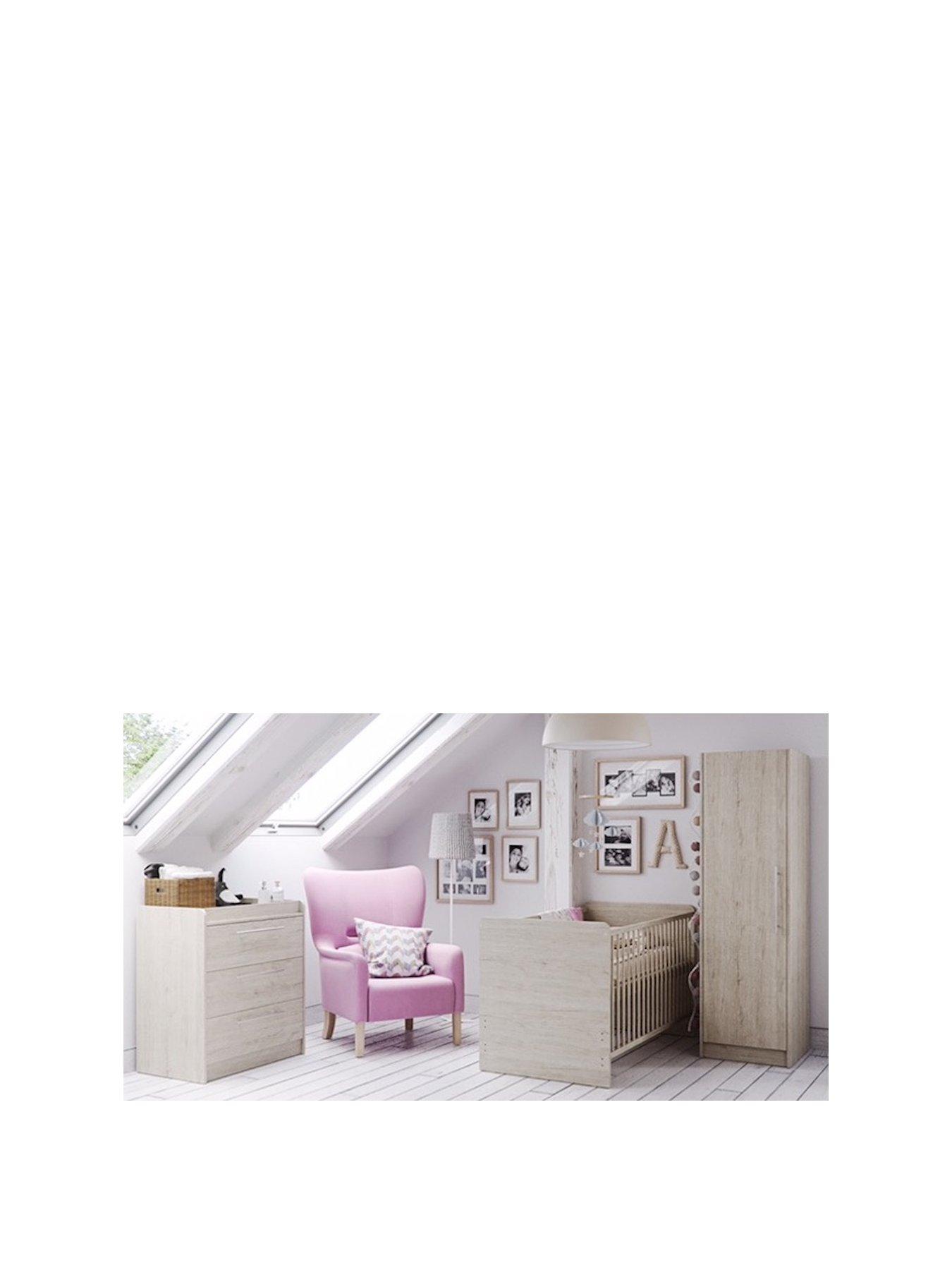 undefined Portofino Cotbed, Dresser and Single Wardrobe - Grey Oak