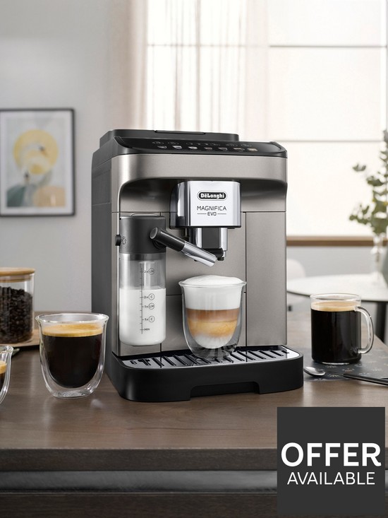 stillFront image of delonghi-magnifica-evo-automatic-bean-to-cup-coffee-machine-with-auto-milk-ecam29081tb