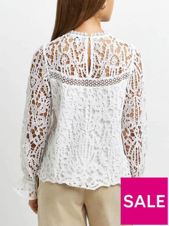 stillFront image of river-island-cutwork-lace-blouse-white