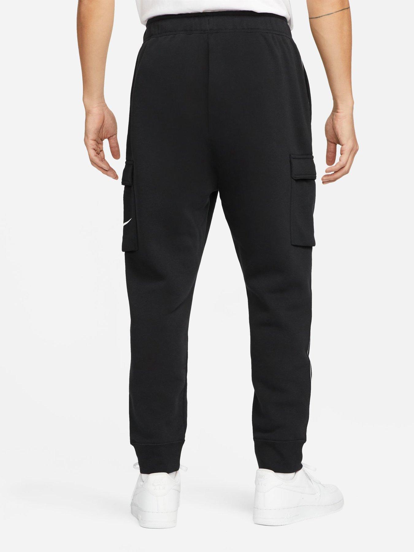 Nike NSW Repeat Swoosh Fleece Cargo Pants - Black/White | very.co.uk