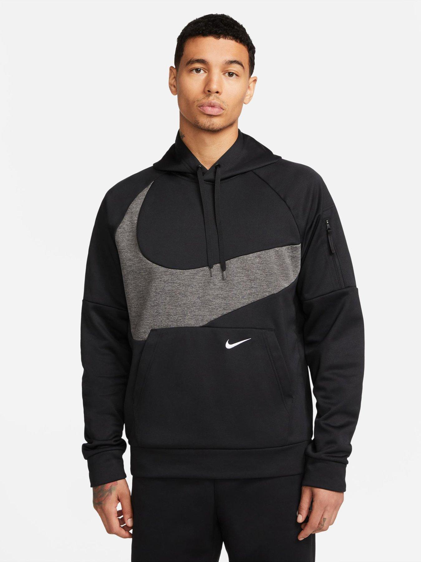 Train Therma Swoosh Pullover Hoodie Plus Size Black Grey