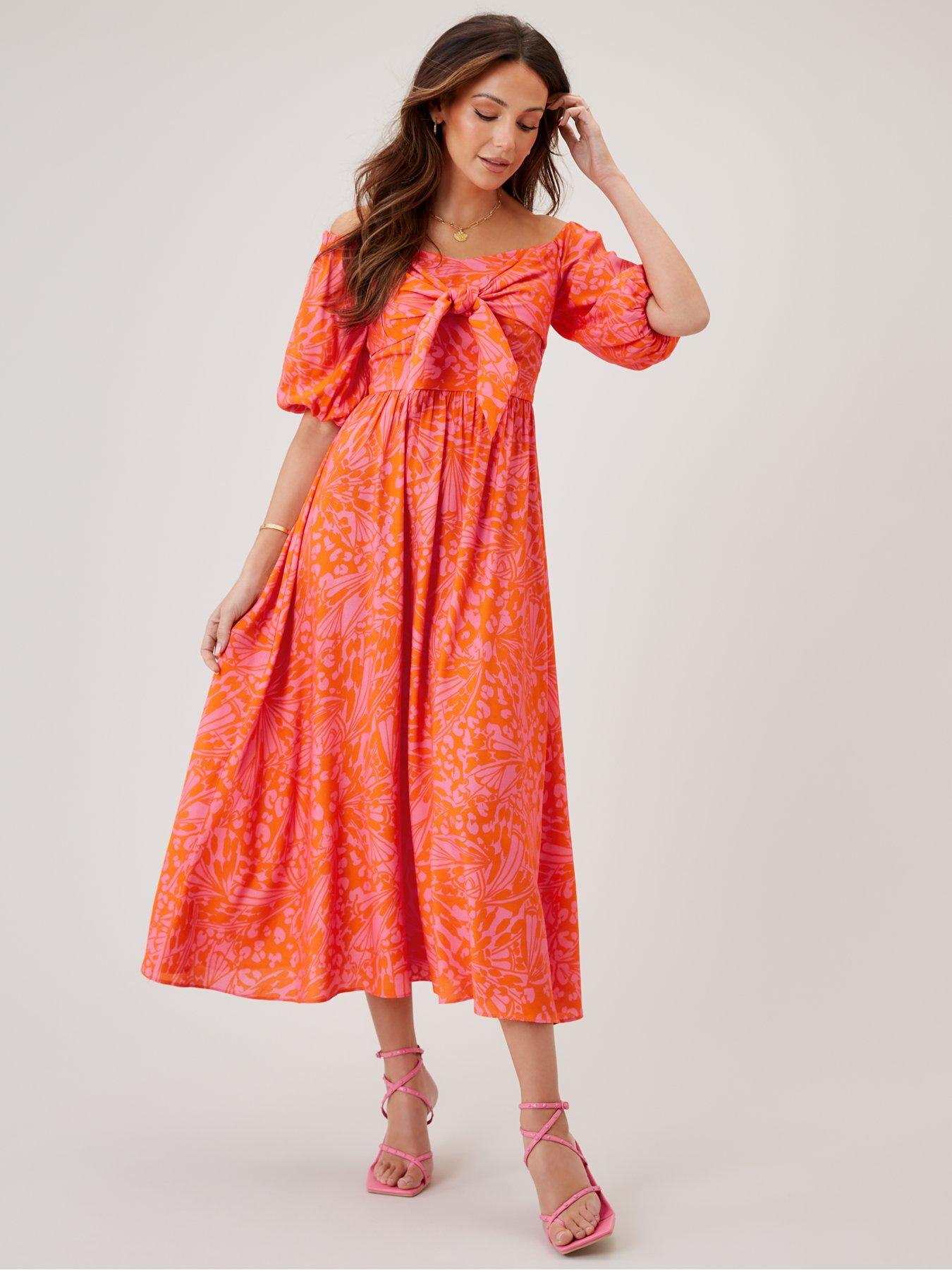 michelle keegan pink bardot dress