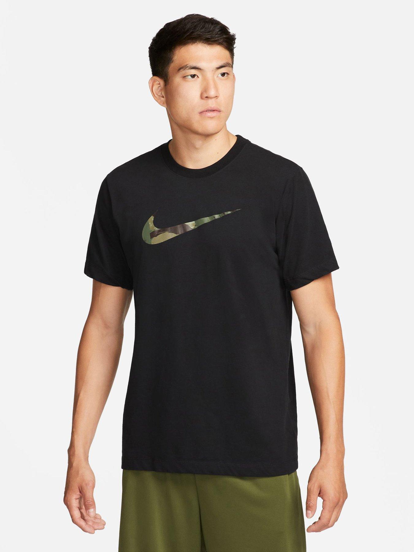 Nike Train Dri-FIT Swoosh Camo Infill T-Shirt - Black | very.co.uk