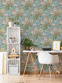 Product photograph of Boutique Martha Duck Egg Blue Wallpaper from very.co.uk