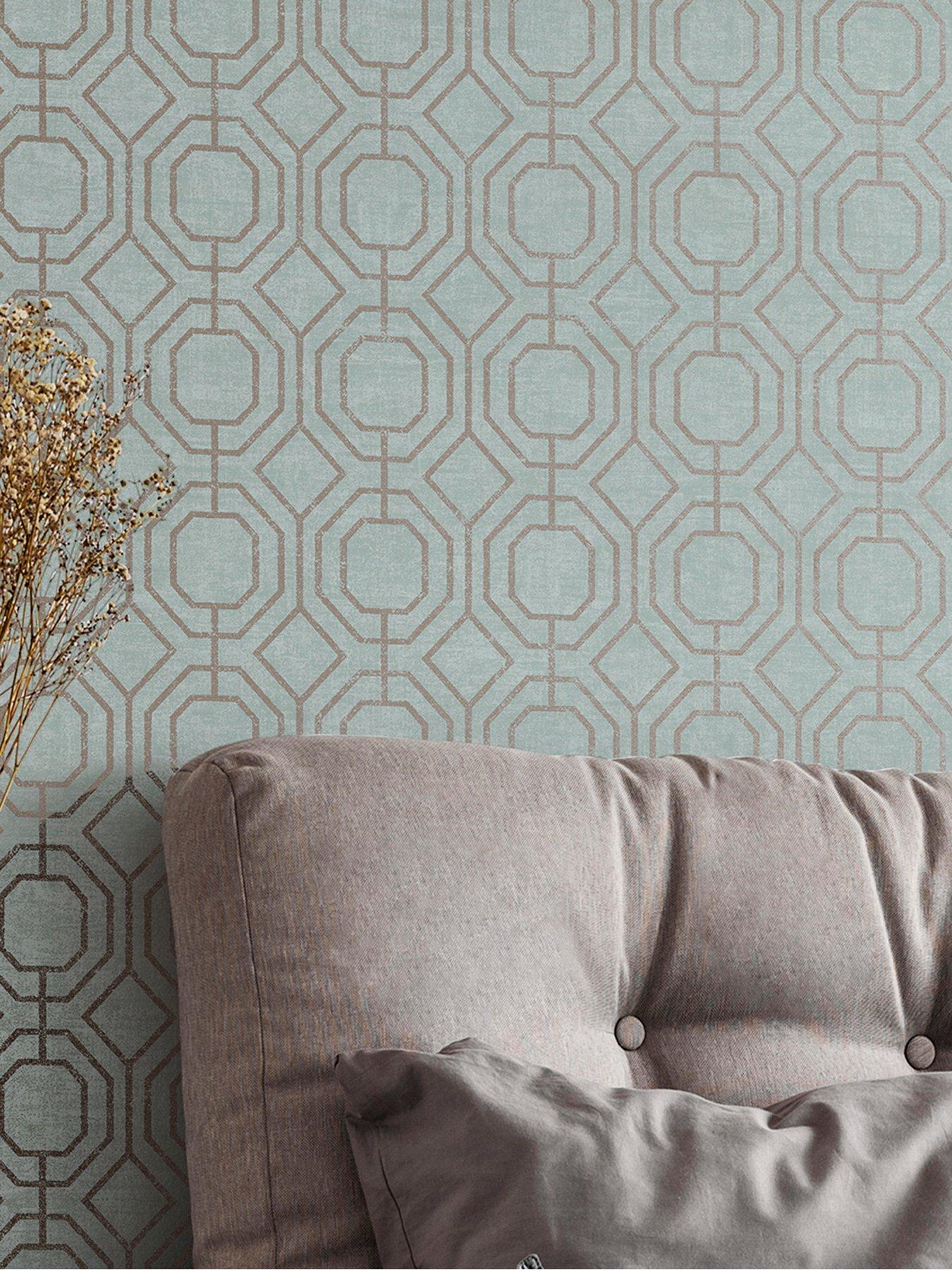 undefined Easy Luxe Geo Duck Egg Wallpaper – 10 metre roll