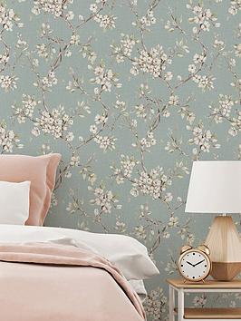 Product photograph of Boutique Eliza Duck Egg Wallpaper from very.co.uk