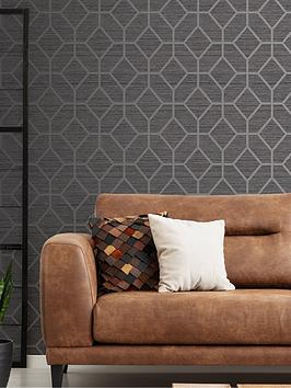 Product photograph of Boutique Asscher Geo Grey Wallpaper from very.co.uk