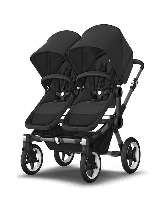 front image of bugaboo-donkey5-twin-extension-completenbsppushchair-midnight-black