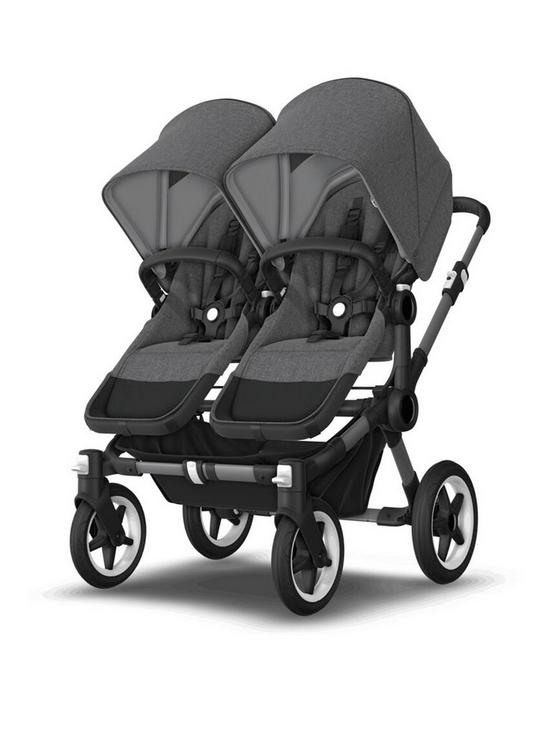 front image of bugaboo-donkey5-twin-extension-complete-grey-melange