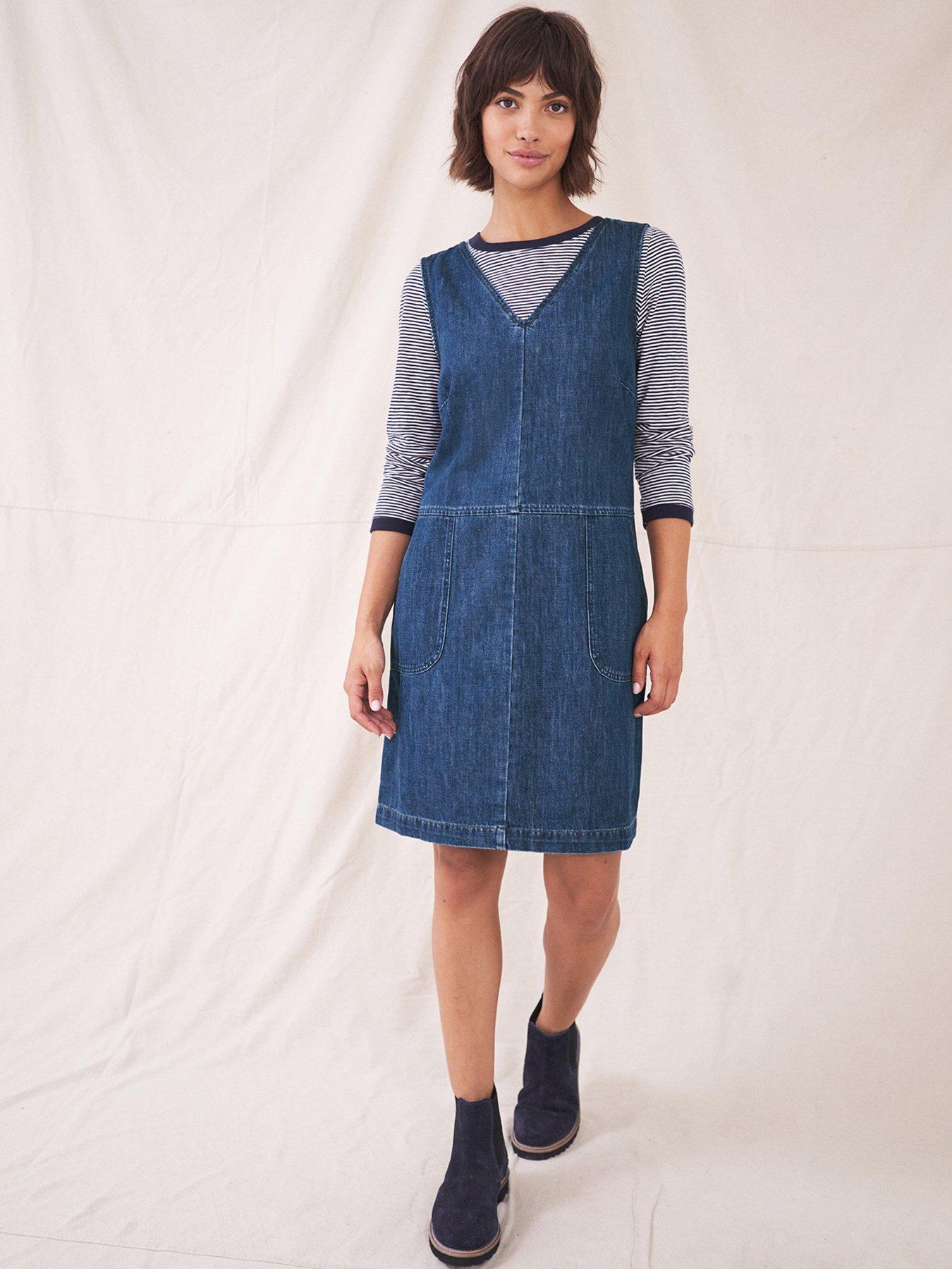 Women Pippa Denim Pinafore Dress -blue
