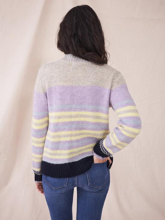 stillFront image of white-stuff-orchid-cable-knit-wool-mix-cardigan-purple