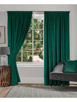 Product photograph of Very Home Montreal Velour Pencil Pleat Lined Curtains from very.co.uk