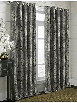 Product photograph of Elanie Eyelet Lined Curtains from very.co.uk