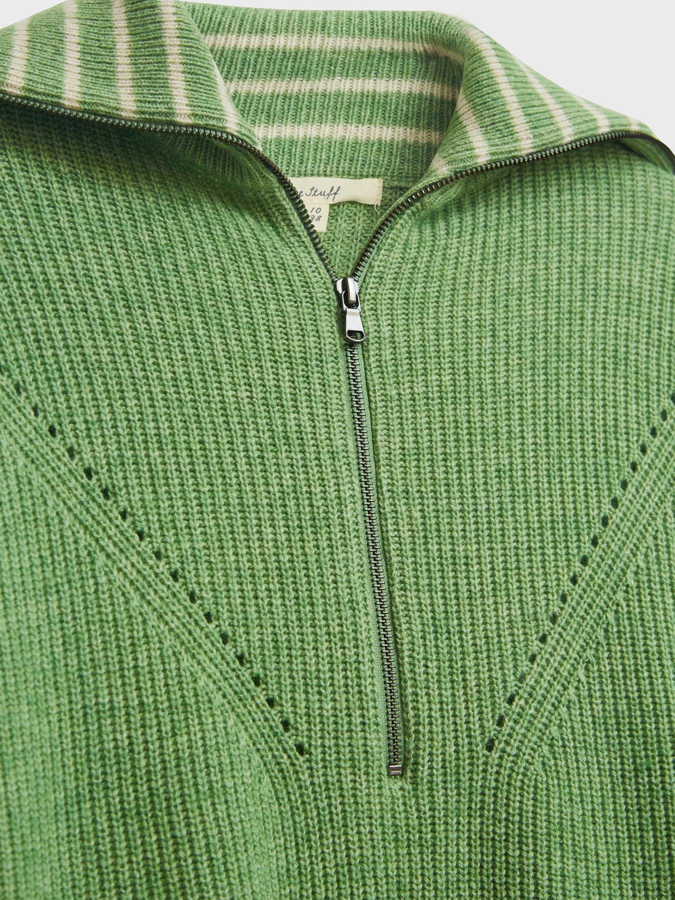 Women Forest 1/2 Zip Wool Mix Jumper - Green