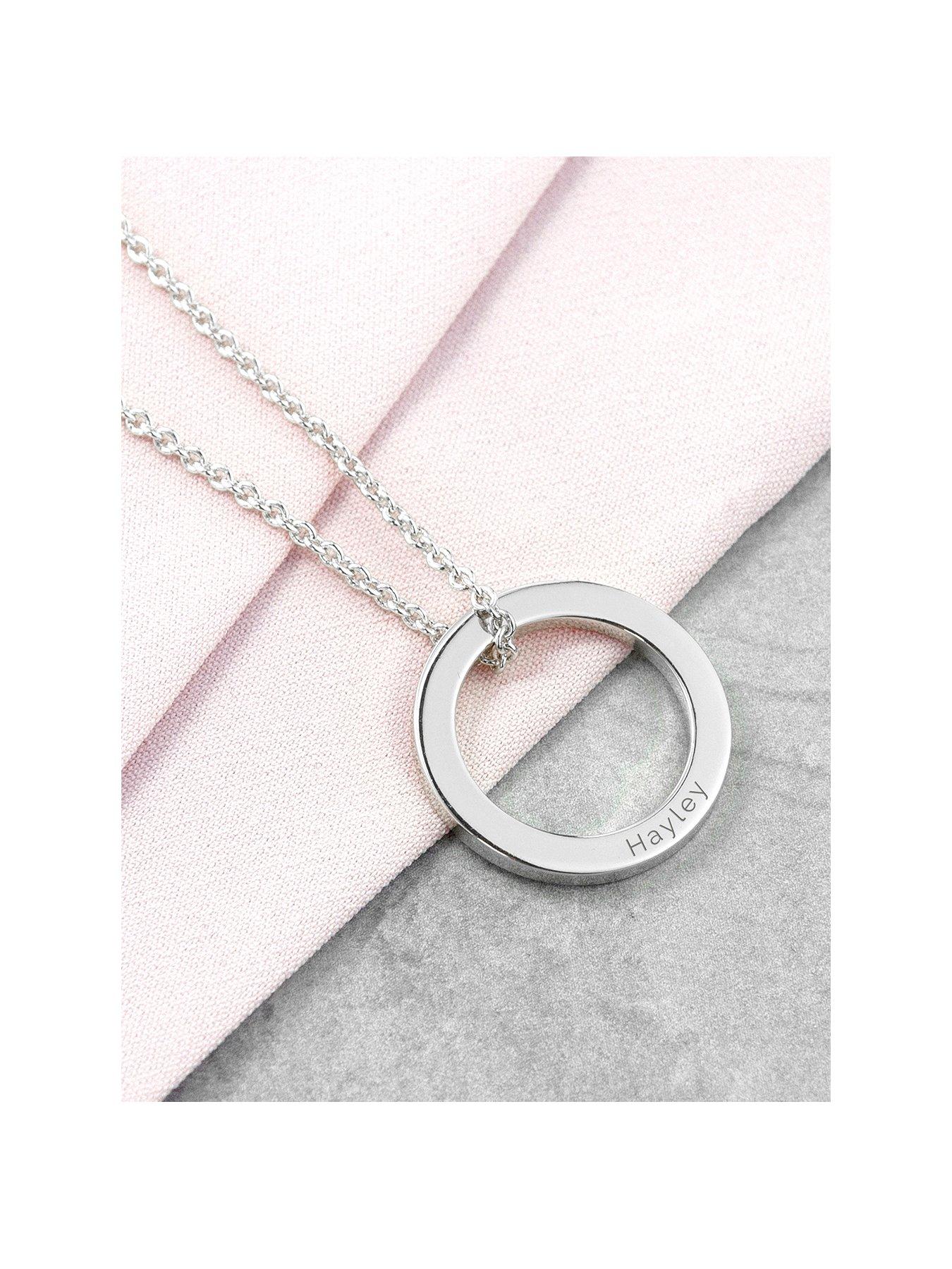 Product photograph of Treat Republic Personalised Family Ring Silver Necklace from very.co.uk