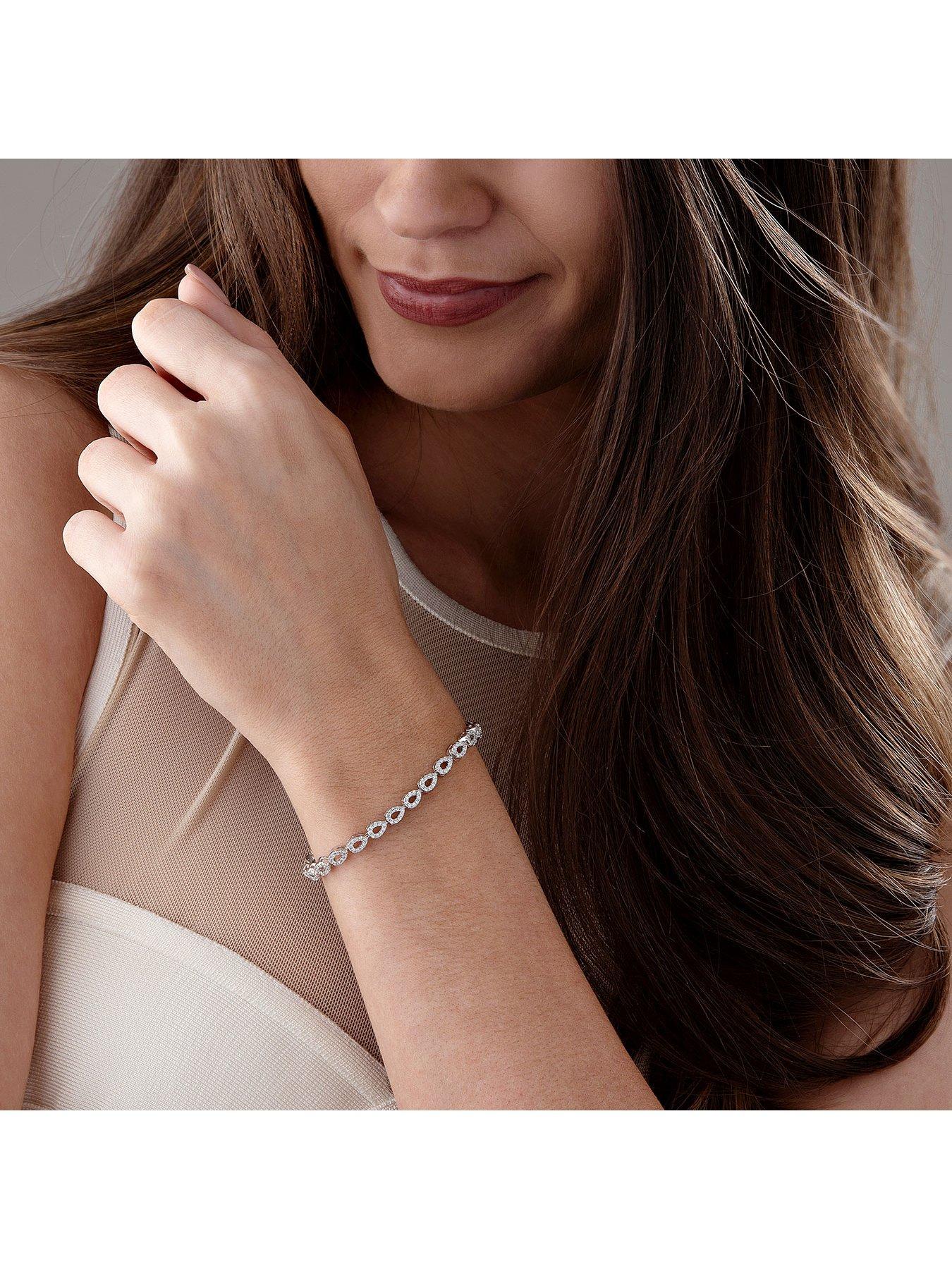 Image 2 of 3 of Beaverbrooks Silver Cubic Zirconia Pear Bracelet