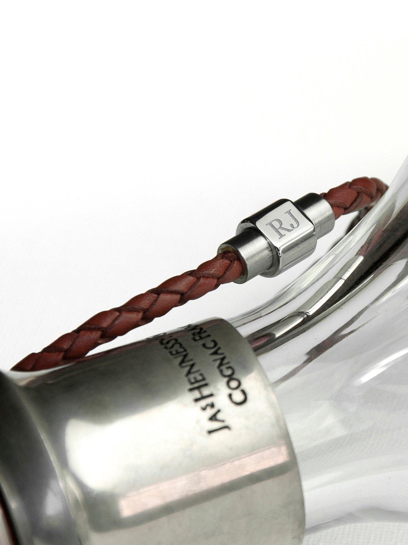 Image 3 of 4 of Treat Republic Personalised Men's Woven Leather Bracelet in Burnt Sienna