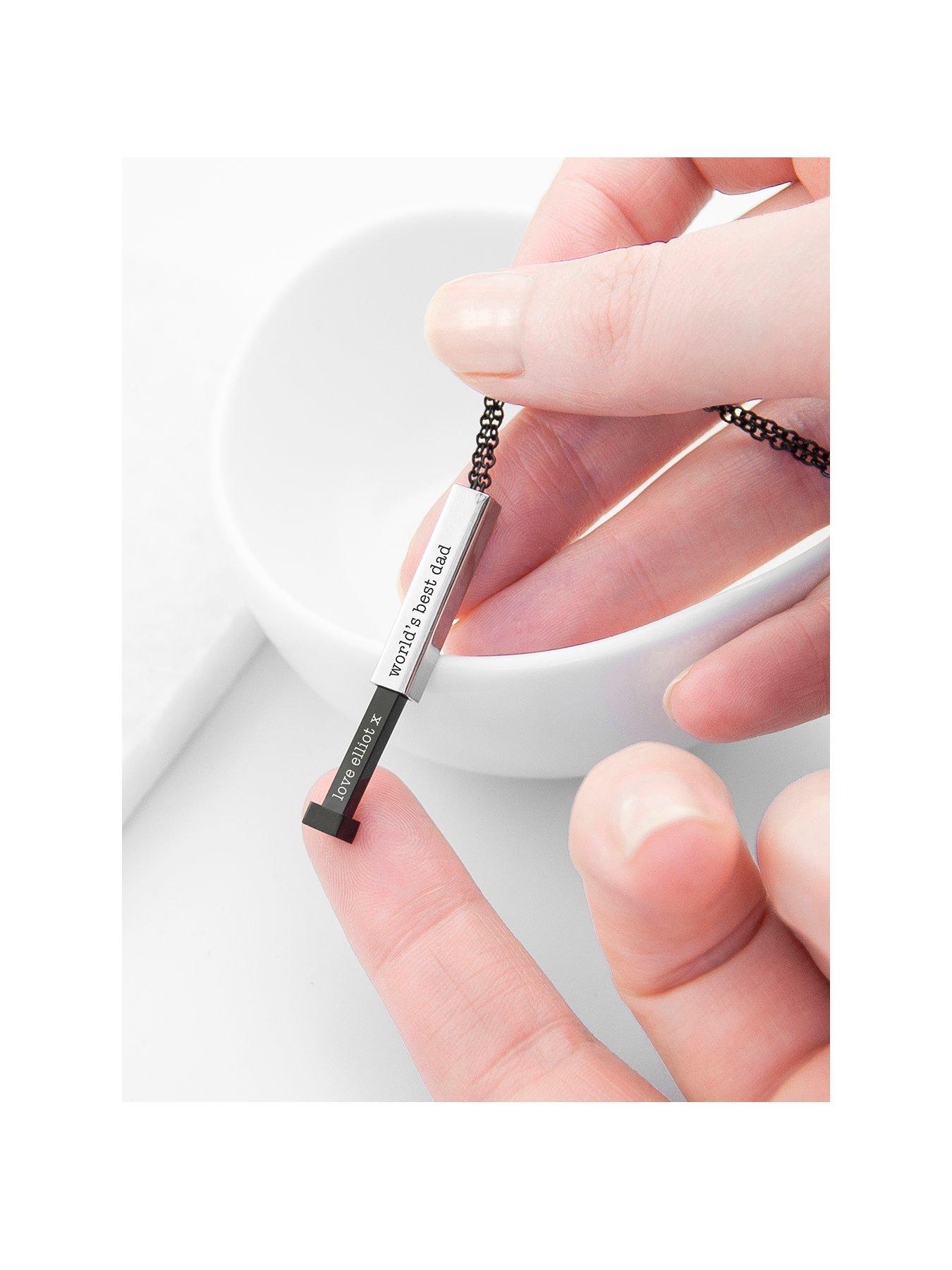 Product photograph of Treat Republic Personalised Black And Silver Hidden Message Capsule Men S Necklace from very.co.uk