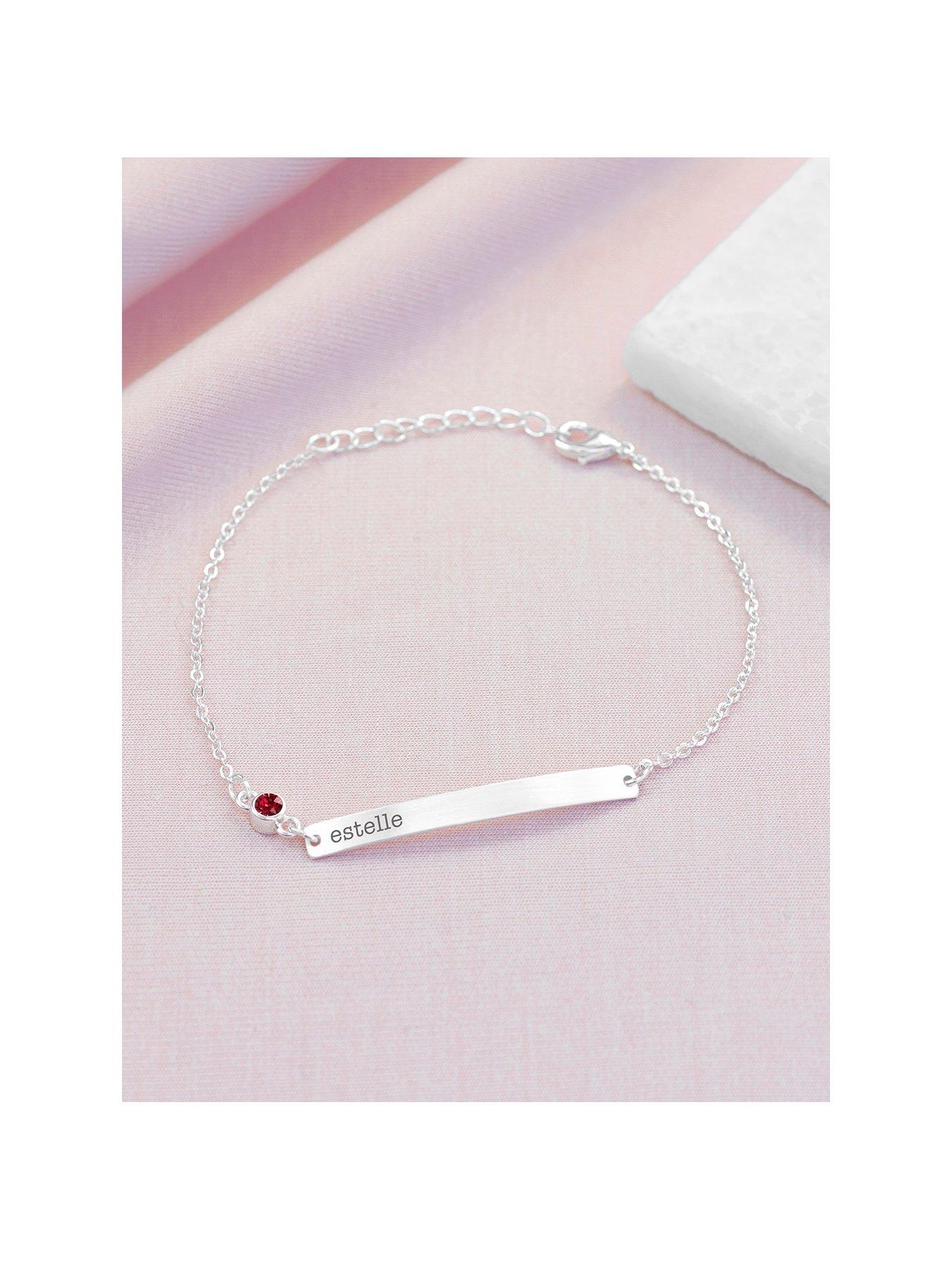 Product photograph of Treat Republic Personalised Silver Birthstone Swarovski Crystal Bracelet from very.co.uk