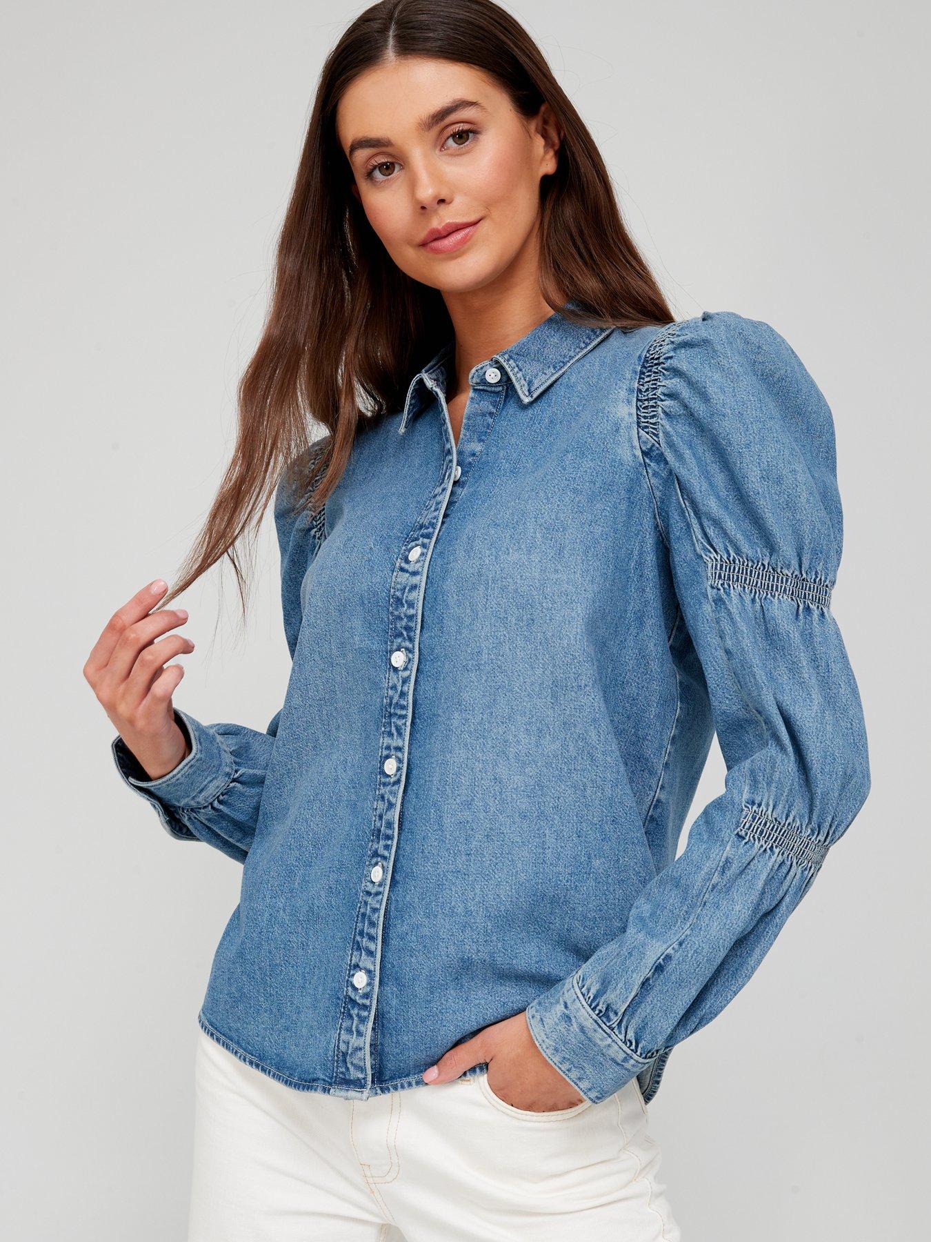 Levi's Puff Sleeve Sustainable Denim Blouse - Blue