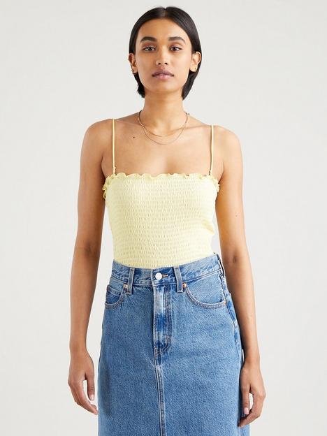 levis-shirred-tank-top-yellow