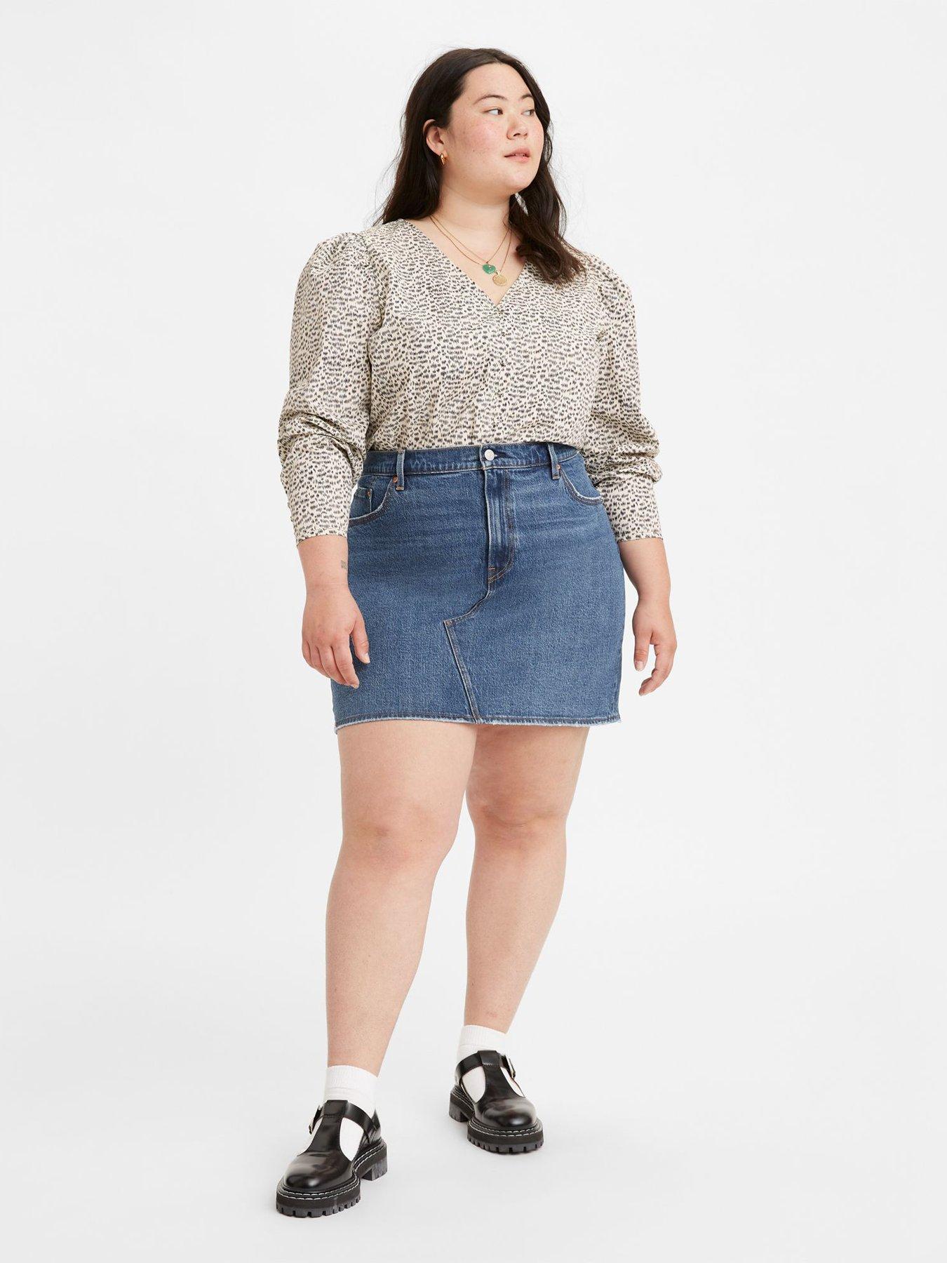 Blue jean mini store skirt plus size