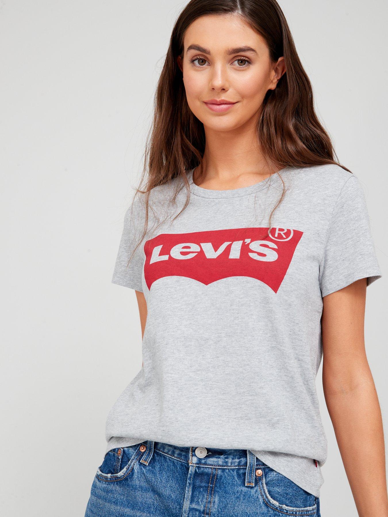 Levi's Batwing Logo Perfect Tee - Grey | very.co.uk