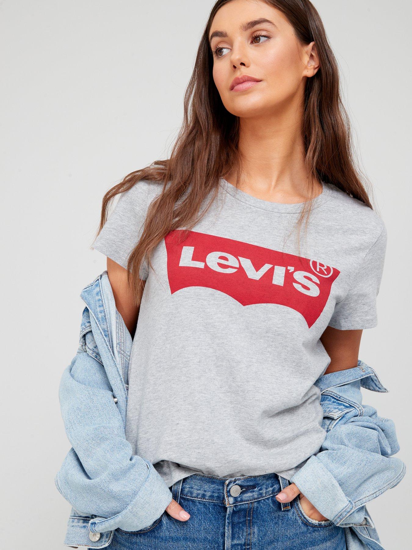 Levi's Batwing Logo Perfect Tee - Grey | Very.co.uk