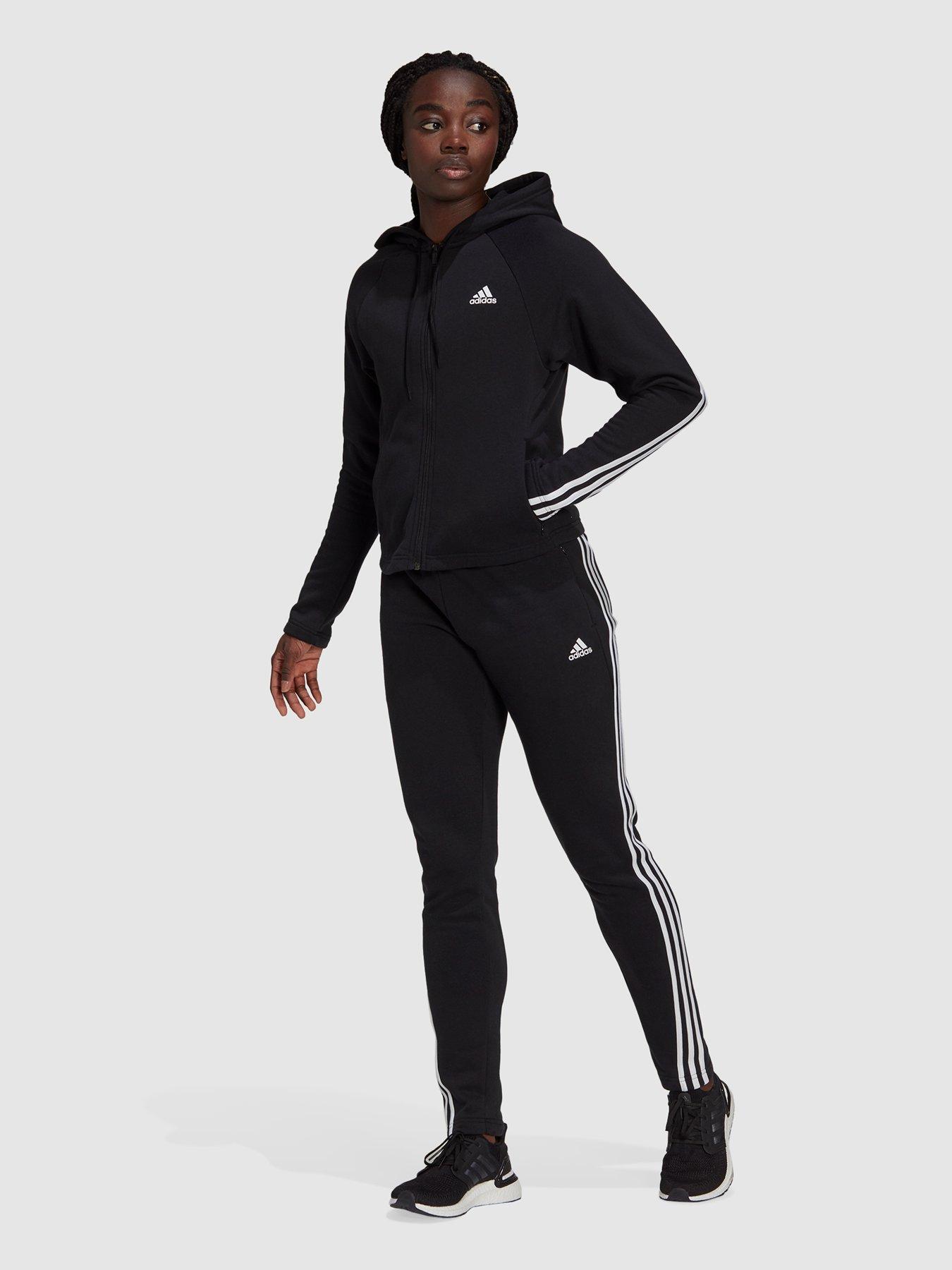 Adidas black and white best sale womens tracksuit