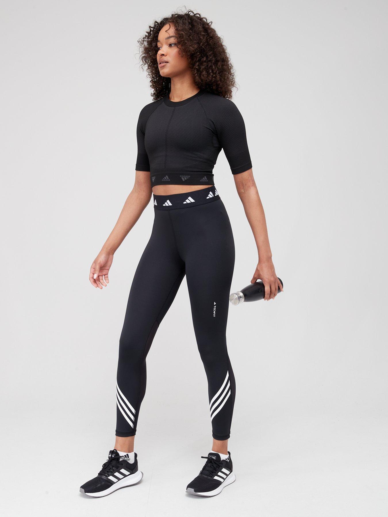 adidas Performance Train Essentials 3-stripes High-waisted 3/4 Leggings -  Black